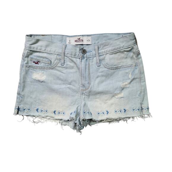 Hollister Cut Off Shorts Women 0/24 Olive Distressed Denim - Picture 1 of 7